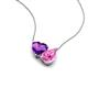 4 - Zuri 1.58 ctw Heart Shape Amethyst with Pear Shape Created Pink Sapphire Toi Et Moi Women Pendant Necklace 