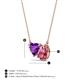 3 - Zuri 1.38 ctw Heart Shape Amethyst with Pear Shape Pink Tourmaline Toi Et Moi Women Pendant Necklace 