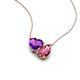 4 - Zuri 1.38 ctw Heart Shape Amethyst with Pear Shape Pink Tourmaline Toi Et Moi Women Pendant Necklace 