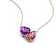 4 - Zuri 1.38 ctw Heart Shape Amethyst with Pear Shape Pink Tourmaline Toi Et Moi Women Pendant Necklace 