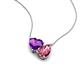 4 - Zuri 1.38 ctw Heart Shape Amethyst with Pear Shape Pink Tourmaline Toi Et Moi Women Pendant Necklace 