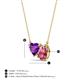 3 - Zuri 1.38 ctw Heart Shape Amethyst with Pear Shape Pink Tourmaline Toi Et Moi Women Pendant Necklace 