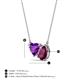 3 - Zuri 1.58 ctw Heart Shape Amethyst with Pear Shape Rhodolite Garnet Toi Et Moi Women Pendant Necklace 