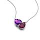 4 - Zuri 1.58 ctw Heart Shape Amethyst with Pear Shape Rhodolite Garnet Toi Et Moi Women Pendant Necklace 