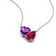 4 - Zuri 1.63 ctw Heart Shape Amethyst with Pear Shape Created Ruby Toi Et Moi Women Pendant Necklace 