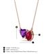 3 - Zuri 1.63 ctw Heart Shape Amethyst with Pear Shape Created Ruby Toi Et Moi Women Pendant Necklace 