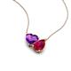 4 - Zuri 1.63 ctw Heart Shape Amethyst with Pear Shape Created Ruby Toi Et Moi Women Pendant Necklace 