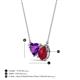 3 - Zuri 1.63 ctw Heart Shape Amethyst with Pear Shape Created Ruby Toi Et Moi Women Pendant Necklace 
