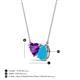 3 - Zuri 1.03 ctw Heart Shape Amethyst with Pear Shape Turquoise Toi Et Moi Women Pendant Necklace 