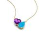 4 - Zuri 1.03 ctw Heart Shape Amethyst with Pear Shape Turquoise Toi Et Moi Women Pendant Necklace 