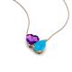 4 - Zuri 1.03 ctw Heart Shape Amethyst with Pear Shape Turquoise Toi Et Moi Women Pendant Necklace 
