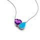 4 - Zuri 1.03 ctw Heart Shape Amethyst with Pear Shape Turquoise Toi Et Moi Women Pendant Necklace 