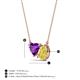 3 - Zuri 1.58 ctw Heart Shape Amethyst with Pear Shape Created Yellow Sapphire Toi Et Moi Women Pendant Necklace 