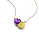 4 - Zuri 1.58 ctw Heart Shape Amethyst with Pear Shape Created Yellow Sapphire Toi Et Moi Women Pendant Necklace 