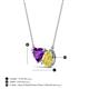 3 - Zuri 1.58 ctw Heart Shape Amethyst with Pear Shape Created Yellow Sapphire Toi Et Moi Women Pendant Necklace 