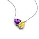 4 - Zuri 1.58 ctw Heart Shape Amethyst with Pear Shape Created Yellow Sapphire Toi Et Moi Women Pendant Necklace 