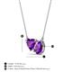 3 - Zuri 1.33 ctw Heart with Pear Shape Amethyst Toi Et Moi Women Pendant Necklace 