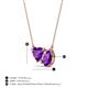 3 - Zuri 1.33 ctw Heart with Pear Shape Amethyst Toi Et Moi Women Pendant Necklace 