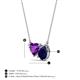 3 - Zuri 1.58 ctw Heart Shape Amethyst with Pear Shape Created Blue Sapphire Toi Et Moi Women Pendant Necklace 