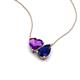 4 - Zuri 1.58 ctw Heart Shape Amethyst with Pear Shape Created Blue Sapphire Toi Et Moi Women Pendant Necklace 