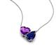 4 - Zuri 1.58 ctw Heart Shape Amethyst with Pear Shape Created Blue Sapphire Toi Et Moi Women Pendant Necklace 