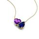 4 - Zuri 1.58 ctw Heart Shape Amethyst with Pear Shape Created Blue Sapphire Toi Et Moi Women Pendant Necklace 