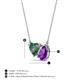 3 - Zuri 1.40 ctw Heart Shape Created Alexandrite with Pear Shape Amethyst Toi Et Moi Women Pendant Necklace 