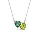 1 - Zuri 1.55 ctw Heart Shape Created Alexandrite with Pear Shape Peridot Toi Et Moi Women Pendant Necklace 