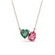 1 - Zuri 1.45 ctw Heart Shape Created Alexandrite with Pear Shape Pink Tourmaline Toi Et Moi Women Pendant Necklace 