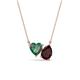 1 - Zuri 1.65 ctw Heart Shape Created Alexandrite with Pear Shape Red Garnet Toi Et Moi Women Pendant Necklace 