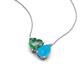 4 - Zuri 1.10 ctw Heart Shape Created Alexandrite with Pear Shape Turquoise Toi Et Moi Women Pendant Necklace 