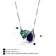 3 - Zuri 1.65 ctw Heart Shape Created Alexandrite with Pear Shape Created Blue Sapphire Toi Et Moi Women Pendant Necklace 