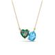 1 - Zuri 1.60 ctw Heart Shape Created Alexandrite with Pear Shape Blue Topaz Toi Et Moi Women Pendant Necklace 