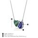 3 - Zuri 1.35 ctw Heart Shape Created Alexandrite with Pear Shape Iolite Toi Et Moi Women Pendant Necklace 