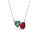 1 - Zuri 1.70 ctw Heart Shape Created Alexandrite with Pear Shape Created Ruby Toi Et Moi Women Pendant Necklace 