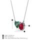 3 - Zuri 1.70 ctw Heart Shape Created Alexandrite with Pear Shape Created Ruby Toi Et Moi Women Pendant Necklace 