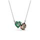 1 - Zuri 1.40 ctw Heart Shape Created Alexandrite with Pear Shape Smoky Quartz Toi Et Moi Women Pendant Necklace 