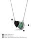 3 - Zuri 1.56 ctw Heart Shape Black Onyx with Pear Shape Created Alexandrite Toi Et Moi Women Pendant Necklace 