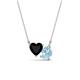1 - Zuri 1.30 ctw Heart Shape Black Onyx with Pear Shape Aquamarine Toi Et Moi Women Pendant Necklace 