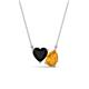 1 - Zuri 1.35 ctw Heart Shape Black Onyx with Pear Shape Citrine Toi Et Moi Women Pendant Necklace 