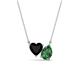 1 - Zuri 1.50 ctw Heart Shape Black Onyx with Pear Shape Created Emerald Toi Et Moi Women Pendant Necklace 