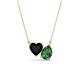 1 - Zuri 1.50 ctw Heart Shape Black Onyx with Pear Shape Created Emerald Toi Et Moi Women Pendant Necklace 