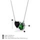 3 - Zuri 1.50 ctw Heart Shape Black Onyx with Pear Shape Created Emerald Toi Et Moi Women Pendant Necklace 
