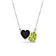1 - Zuri 1.50 ctw Heart Shape Black Onyx with Pear Shape Peridot Toi Et Moi Women Pendant Necklace 