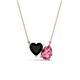 1 - Zuri 1.40 ctw Heart Shape Black Onyx with Pear Shape Pink Tourmaline Toi Et Moi Women Pendant Necklace 