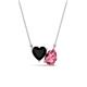 1 - Zuri 1.40 ctw Heart Shape Black Onyx with Pear Shape Pink Tourmaline Toi Et Moi Women Pendant Necklace 