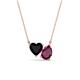 1 - Zuri 1.60 ctw Heart Shape Black Onyx with Pear Shape Rhodolite Garnet Toi Et Moi Women Pendant Necklace 