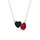 1 - Zuri 1.65 ctw Heart Shape Black Onyx with Pear Shape Created Ruby Toi Et Moi Women Pendant Necklace 