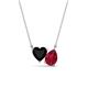 1 - Zuri 1.65 ctw Heart Shape Black Onyx with Pear Shape Created Ruby Toi Et Moi Women Pendant Necklace 