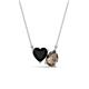 1 - Zuri 1.35 ctw Heart Shape Black Onyx with Pear Shape Smoky Quartz Toi Et Moi Women Pendant Necklace 